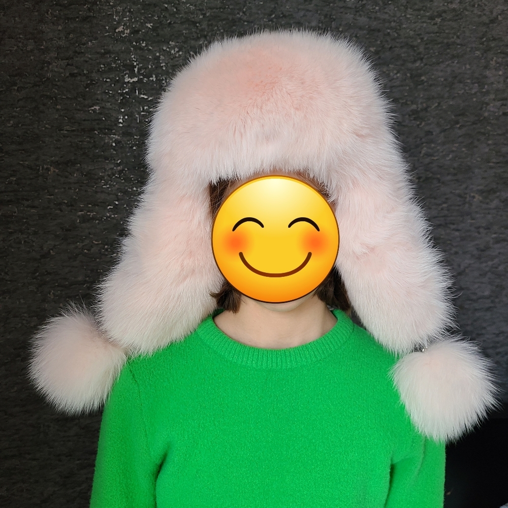 Real fur kids winter hat